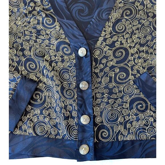 Papell Petites 100% Silk Jacket Women's Sz 8 Black/Gold Padded Retro Y2K VTG - Picture 6 of 9